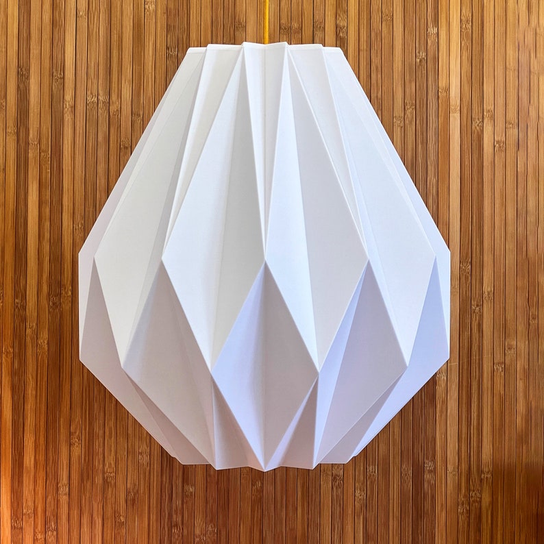 Large Origami Lampshade White Pendant Light Modern Lamp Large Pendant Light Geometric Lamp Made From Sugarcane H50cmxW46cm image 3