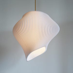 Large Sculptural Pendant Light in white sugarcane finish - 50cm x 50cm