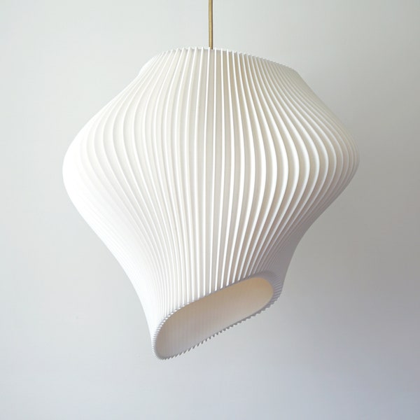 Large White Wave Lampshade Pendant Light