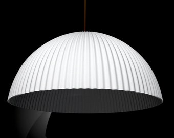 White Ribbed Dome Lampshade - Pendant Light - Contemporary - Modern- Vintage -  W30cm x H25cm