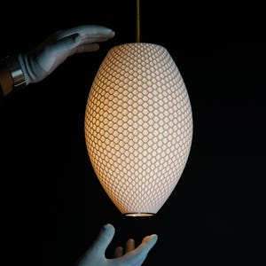 White Honeycomb Pendant Light – Bespoke Designer Ceiling Fixture, Sculptural Statement Lighting W20cmxH30cm