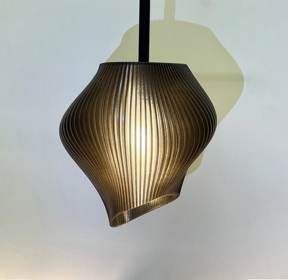 Large Luxury Smoke Black Wave Lampshade Pendant Light Contemporary