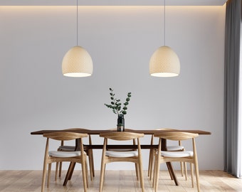 Modern Ceiling lights x2 – White Lampshades – Contemporary Light – Industrial - Made With Sugarcane 100% Biodegradeable W26cmxH28cm
