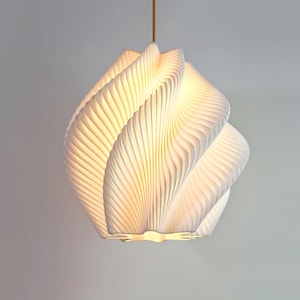 Large Spiral Wave Lampshade Pendant Light Inspired By Waves Made With Sugarcane 50cmx50cm