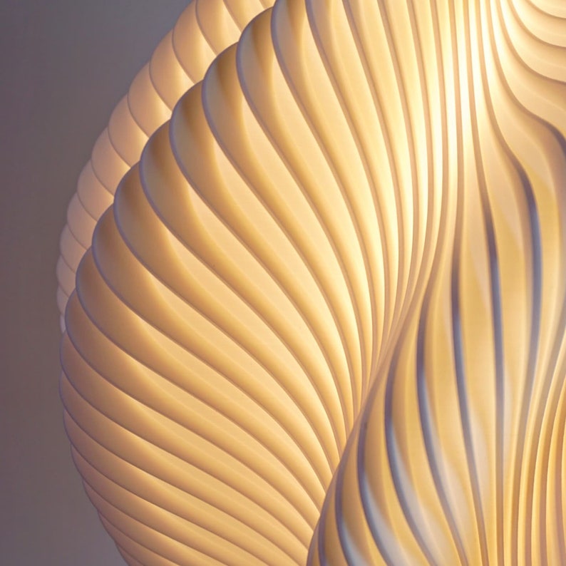 Large Spiral White Wave Lampshade Modern Light image 7