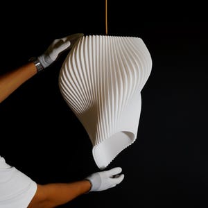 White Wave Lampshade Pendant Sculpture Light