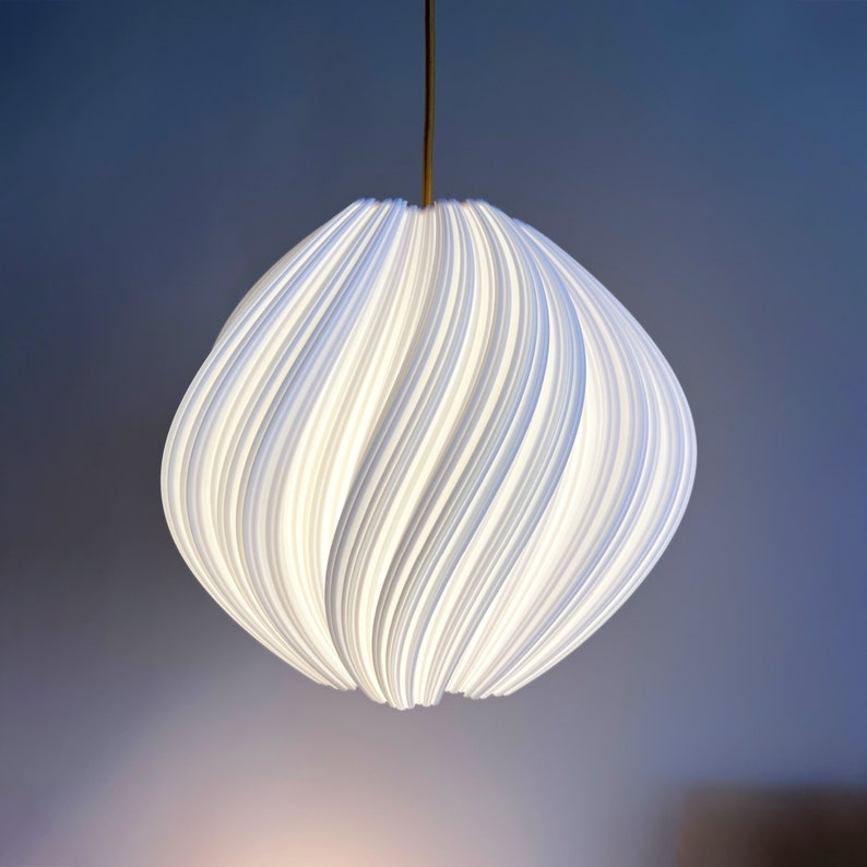 White Seashell Lampshade Pendant Light Contemporary Lamp Modern Lamp Art Deco Lamp Sculpture Mid Century Modern W35cm x H35cm image 4