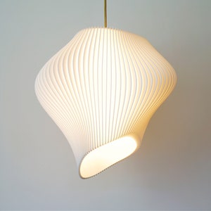 White wave lampshade pendant light in sugarcane finish 30cm x 30cm image 4