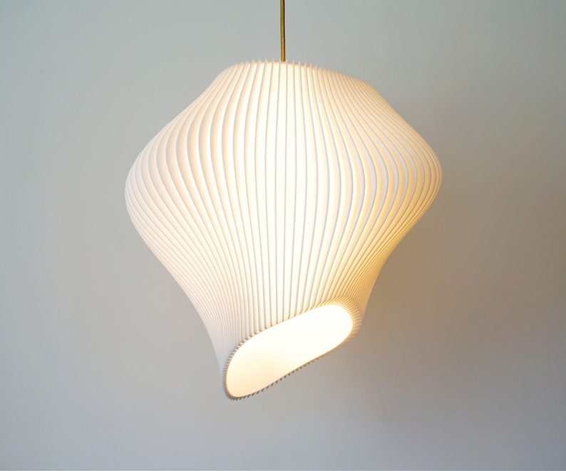 White wave lampshade pendant light in sugarcane finish 30cm x 30cm image 4