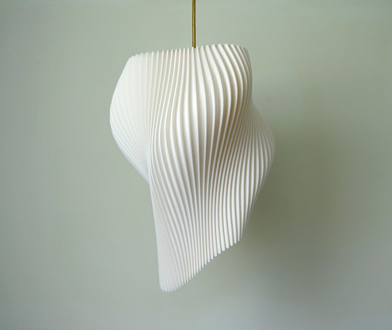 White Wave Lampshade Contemporary Sculpture Light image 5