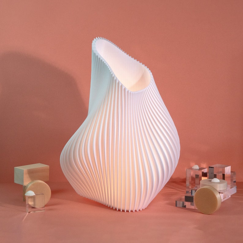 White Wave Lampshade Contemporary Sculpture Light image 3