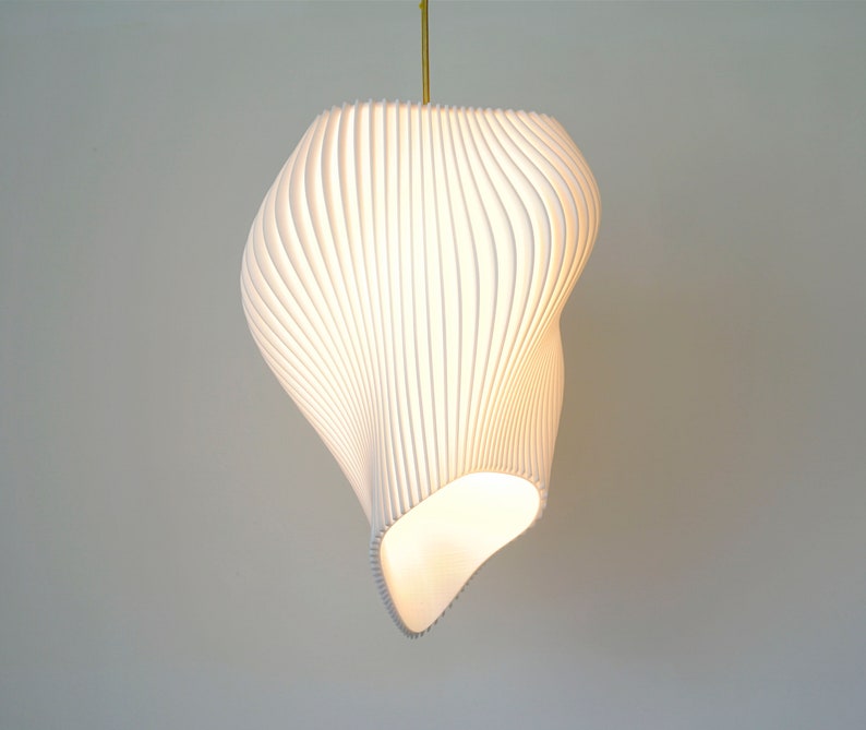 White Wave Lampshade Contemporary Sculpture Light image 4