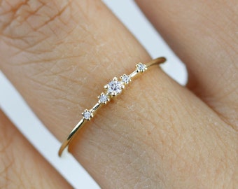 Simple engagement ring, dainty engagement rings for women, minimalist engagement ring | R 307WD