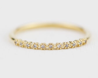 Diamant Eternity Ring, halb Eternity Ring Diamant, minimalistischer Ehering | R 314W