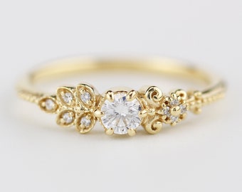 delicate engagement ring, art deco engagement ring, simple engagement ring, engagement ring gold diamond, minimalist engagement ring