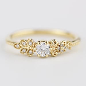 delicate engagement ring, art deco engagement ring, simple engagement ring, engagement ring gold diamond, minimalist engagement ring
