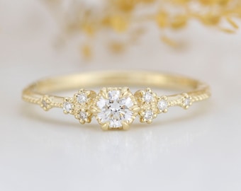 simple diamond ring, round diamond ring, perfect gold ring, engagement ring, 0.25 carat ring R336WD