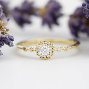 Simple engagement ring, unique engagement ring, delicate engagement ring | R304WD