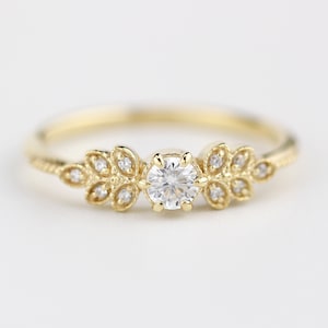 simple engagement ring, engagement ring gold diamond, delicate engagement ring, dainty engagement ring, minimalist engagement ring