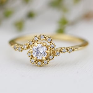 18K Gold Bypass Diamond Engagement Ring: Quarter Carat Center Stone