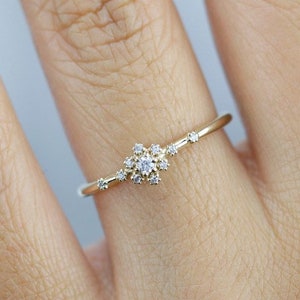 Simple engagement ring, dainty engagement rings for women, minimalist  engagement ring | R 307WD