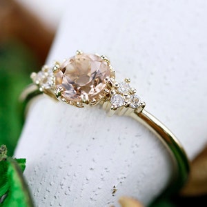 morganite engagement ring, engagement ring, delicate ring, minimalist engagement ring, simple ring, diamond ring, classic ring