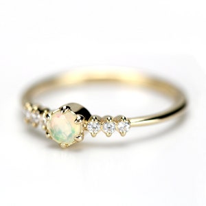 engagement ring opal diamond