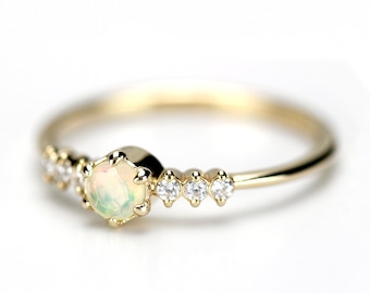 engagement ring opal diamond