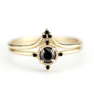 Wedding ring set engagement ring, ring sets for women, alternative diamond ring, vintage diamond ring sets