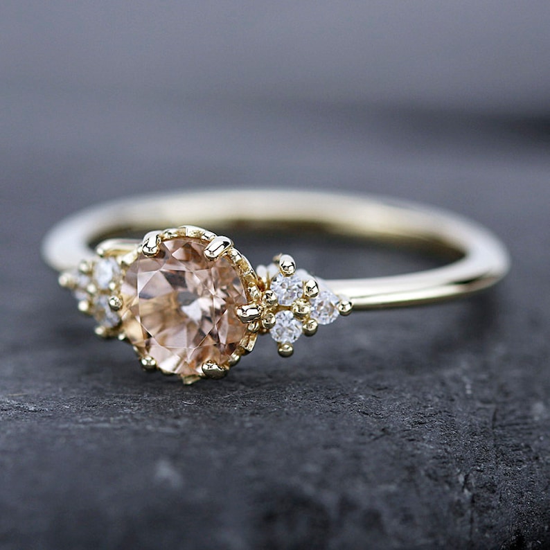 Morganite Engagement Ring Engagement Ring Delicate Ring | Etsy