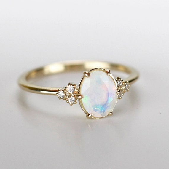 oval opal engagement ring diamonds R 260 OP
