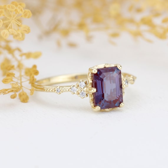 Alexandrite emerald cut ring sale