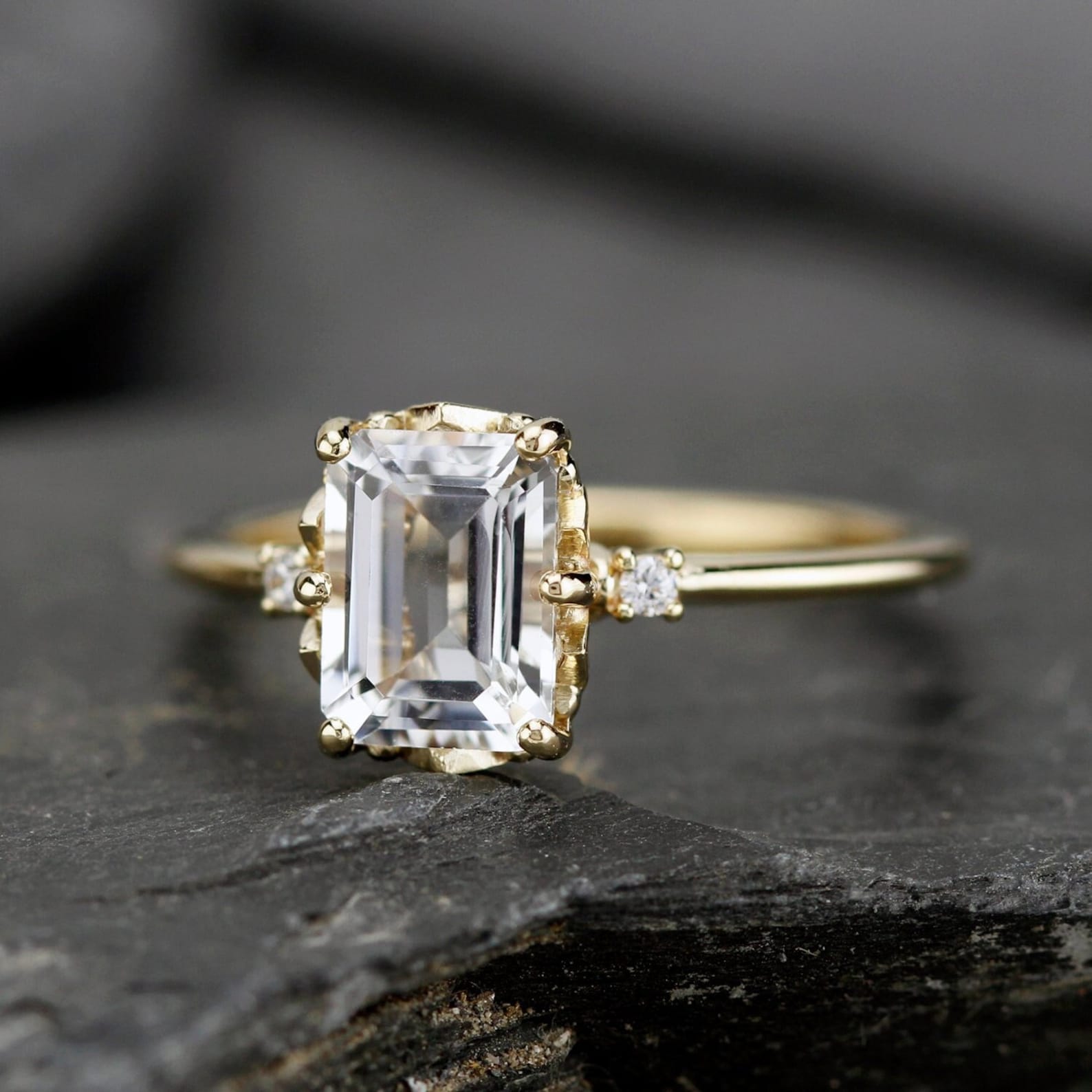 Diamond Engagement Ring Emerald Cut Engagement Ring - Etsy