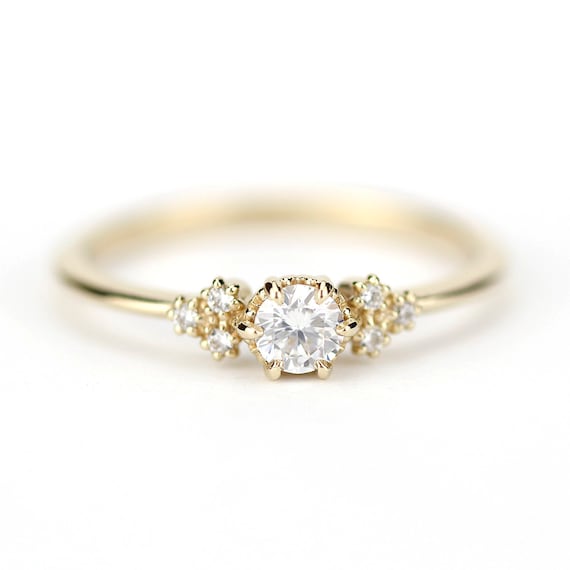 Diamond Engagement Ring Minimalist Ring Diamond Engagement Ring