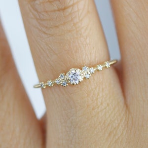 simple engagement ring, delicate engagement ring, engagement ring gold diamond, dainty engagement ring, minimalist engagement ring R 317 WD