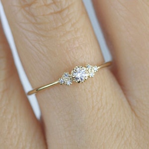 delicate engagement ring, diamond engagement ring, unique engagement ring diamonds, minimalist engagement ring | R 318 WD