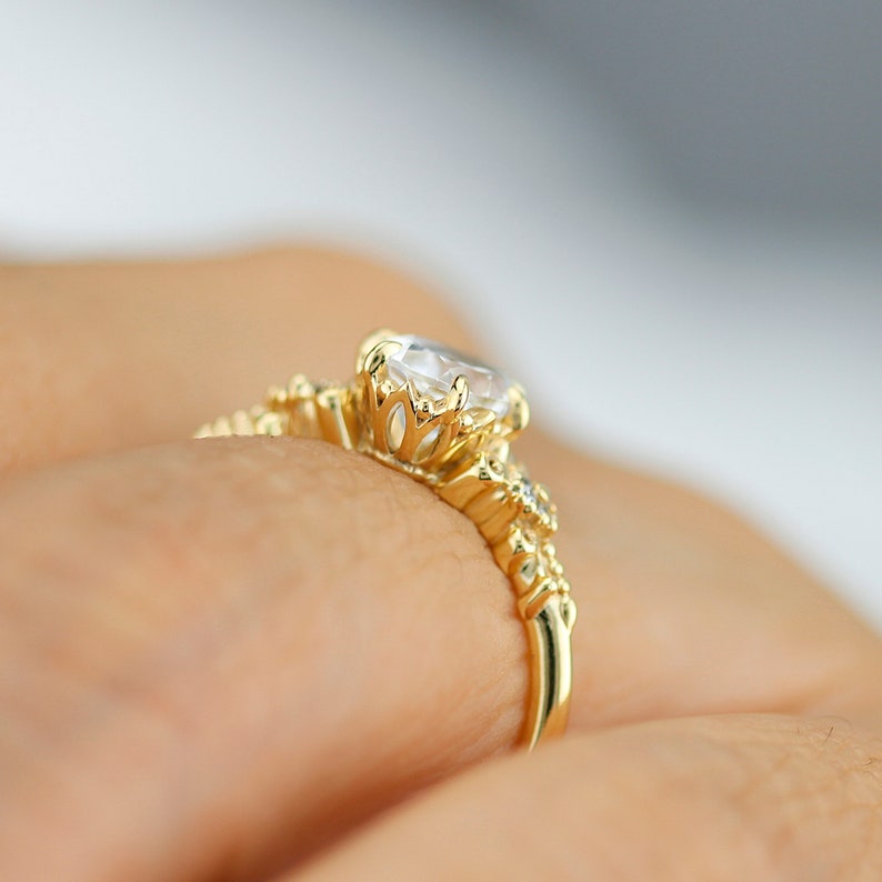 Oval Engagement Ring White Topaz Engagement Ring White Etsy