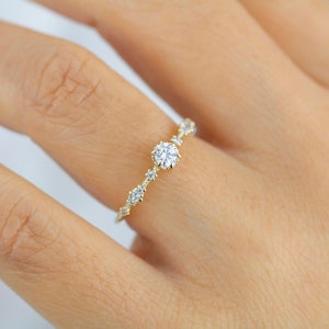 Minimalist Simple Diamond Ring 18K Gold, Dainty Gold Ring, Elegant Jewelry, Minimal Jewelry, Gift for Her | R 368 WD 0.15ct