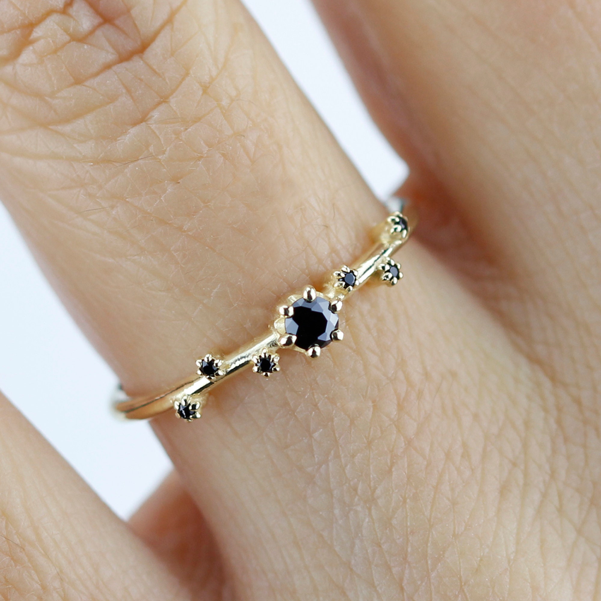 Simple black 2024 diamond ring