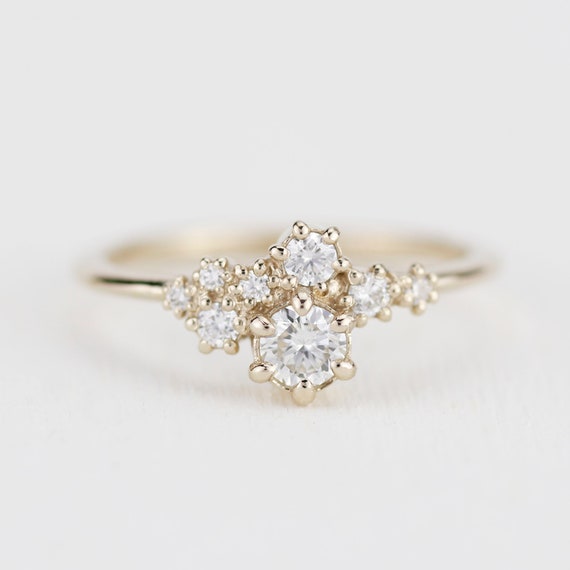 Diamond Engagement Ring 18k Gold Engagement Ring Unique | Etsy