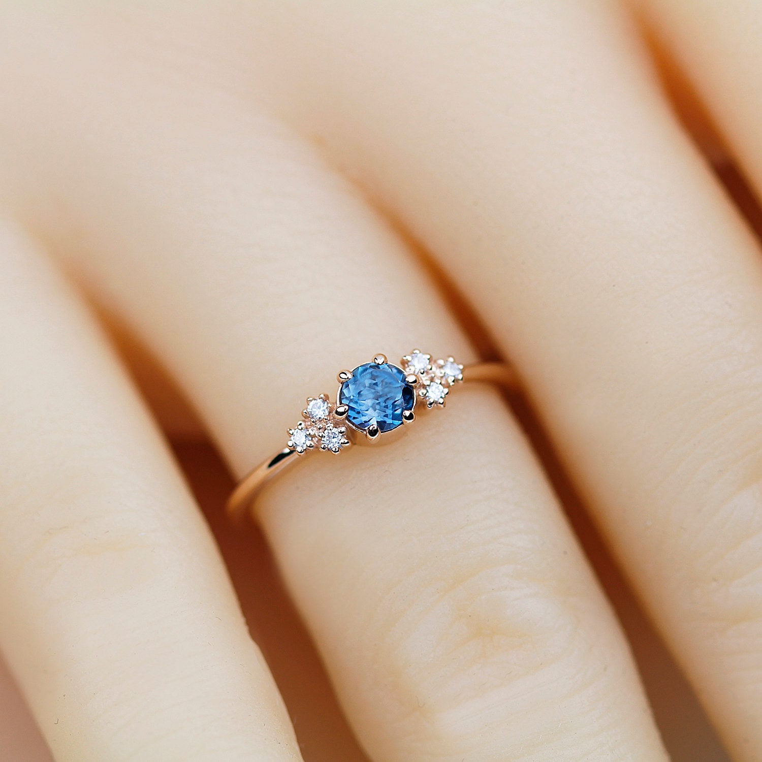Rose gold engagement ring london blue topaz engagement ring | Etsy