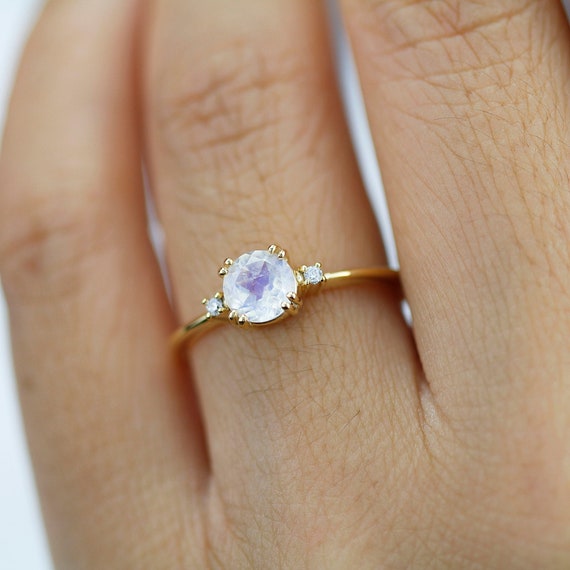 Minimalist moonstone ring deals