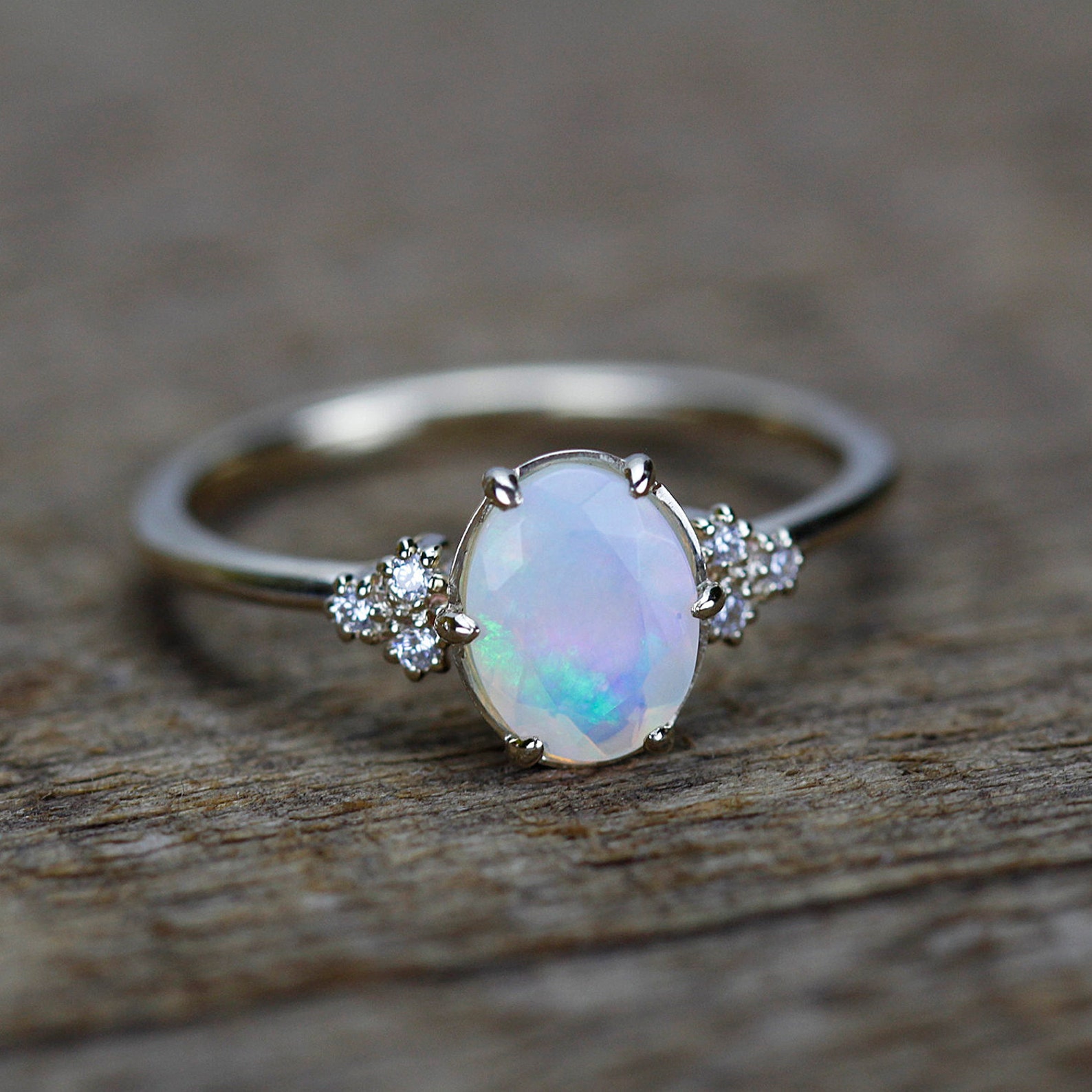 Oval Opal Engagement Ring Diamonds R 260 OP - Etsy