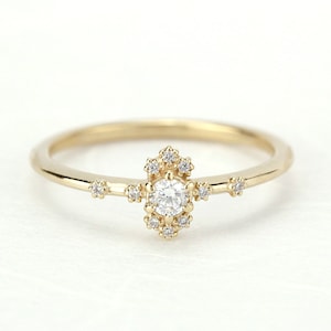 simple diamond ring, delicate diamond ring, delicate diamond ring, minimalist engagement ring, unique modern ring, simple diamond ring