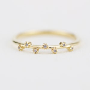 Diamant Ehering, echter Diamant Ehering, Ehering Frauen Unikat, Ring mit 7 Steinen