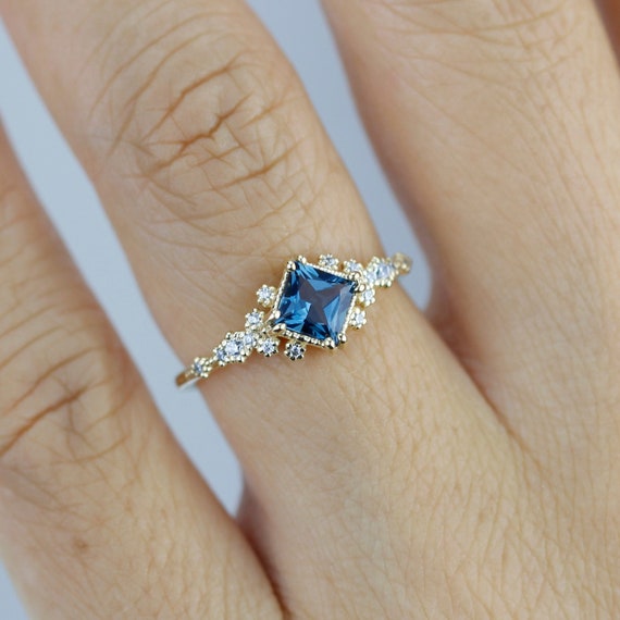 Platinum And 18K Gold Custom Two-tone London Blue Topaz And Diamond  Engagement Ring #103381 - Seattle Bellevue | Joseph Jewelry