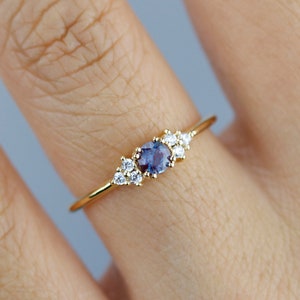 Alexandrite engagement ring, diamond ring, simple engagement ring, delicate engagement ring, classic engagement ring