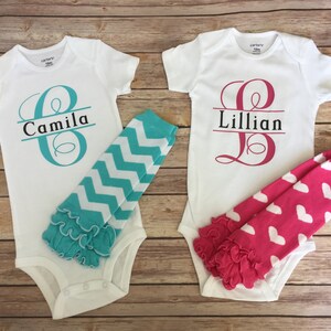 Monogram bodysuit, personalized shirt, leg warmer set, coming home outfit , baby gift, newborn gift, baby shower gift, baby name shirt, baby