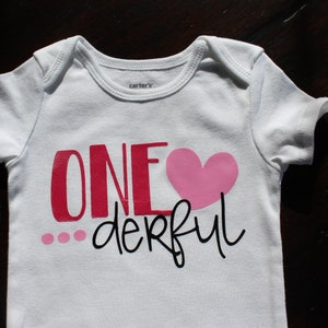 One-derful onesie for your 1 year old, first birthday shirt,first birthday bodysuit, one year old,one, wonderful one year old,first birthday