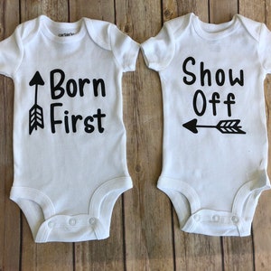 Grappige tweeling bodysuits, twin baby outfits, twin baby douchegift, twin Romper set, unisex outfits, jongen en meisje tweeling, jongen tweeling, meisje tweeling